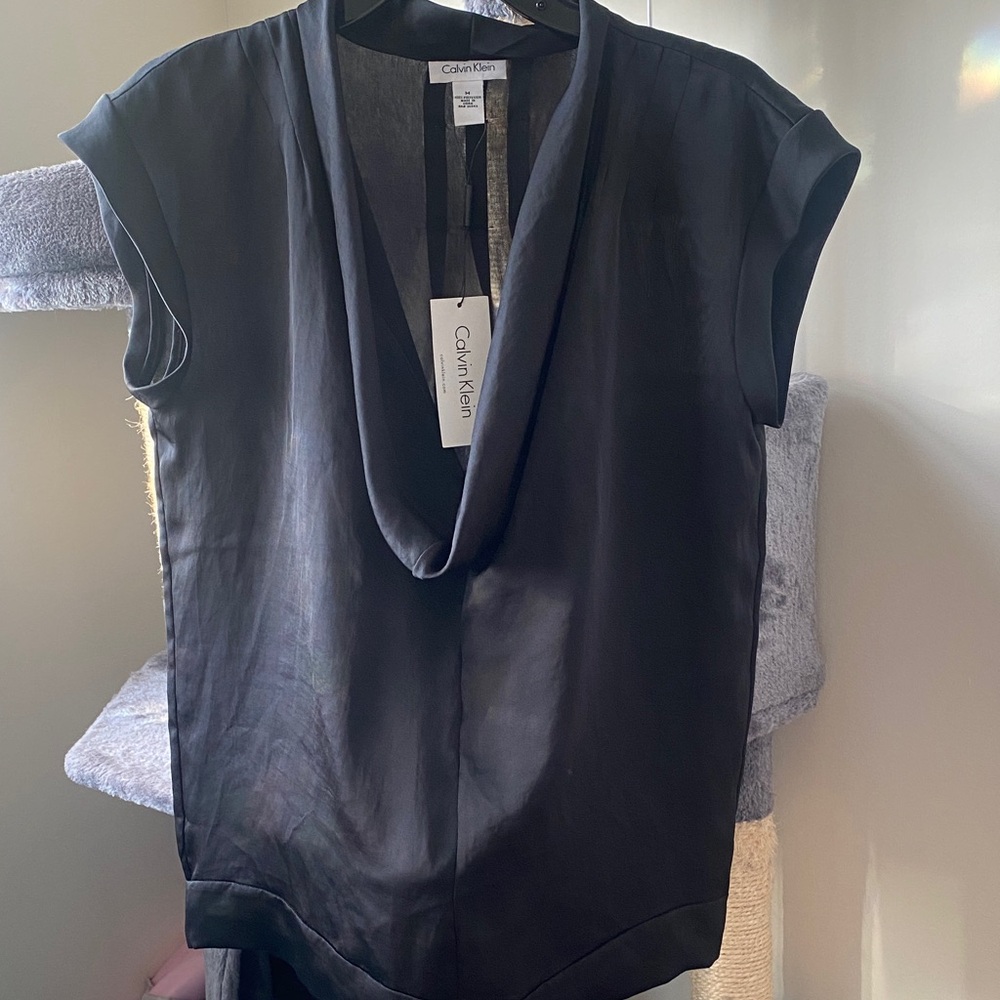 Calvin Klein Black Cowl Neck Top